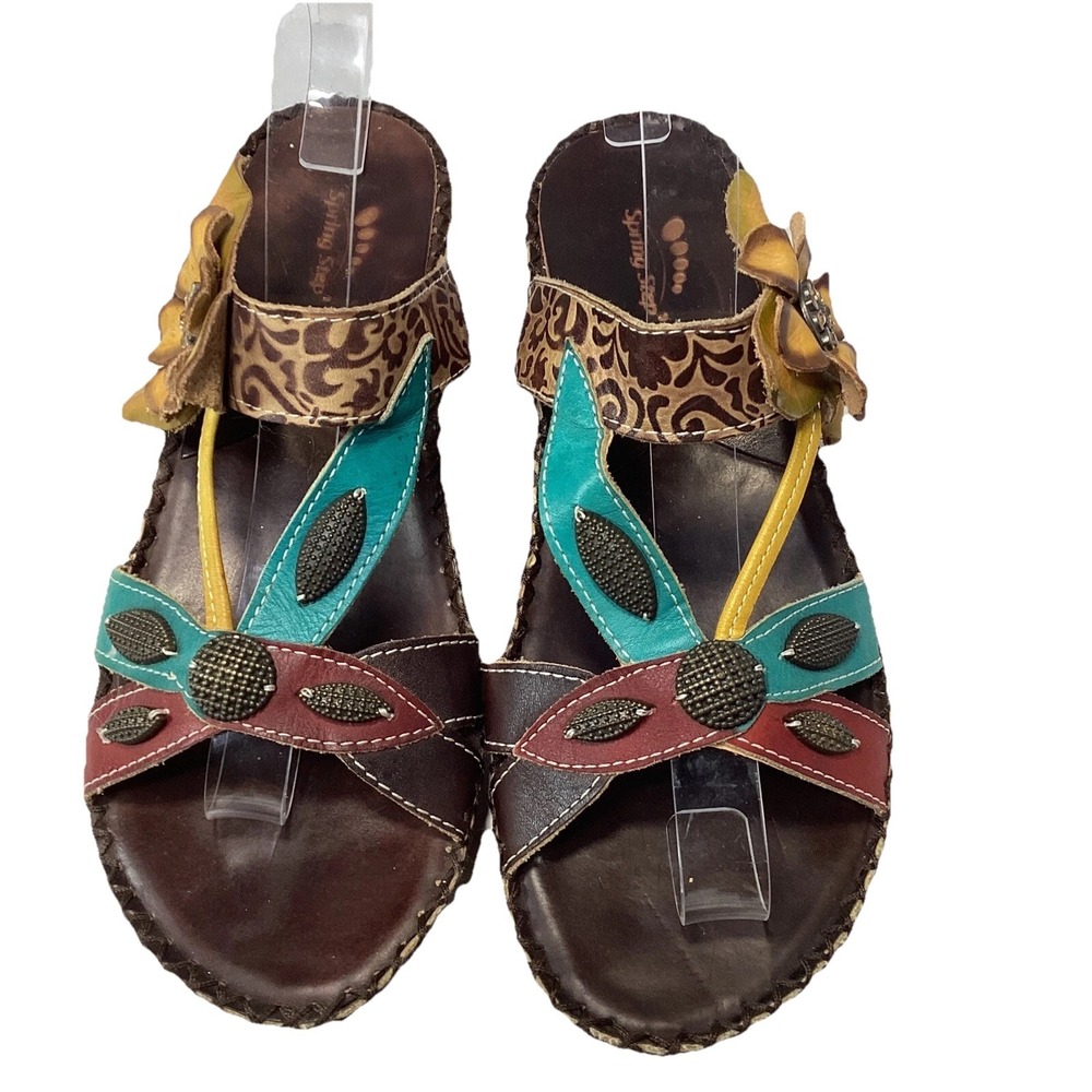L'ARTISTE by Spring Step Charlotte Womens Muticolor Wedge Sandal Size 39